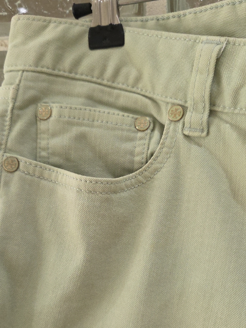 Tory Burch Pastel Mint Cropped Skinny Jeans 29 - Picture 2 of 9